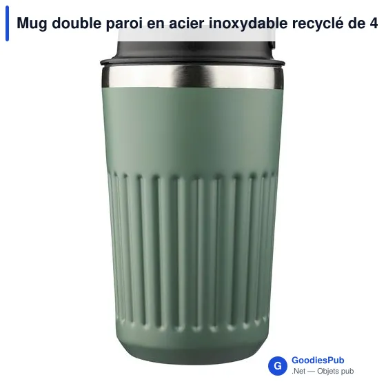 Mug double paroi en acier inoxydable recyclé de 400 ml Chiara - Image 16