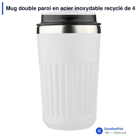 Mug double paroi en acier inoxydable recyclé de 400 ml Chiara - Image 23