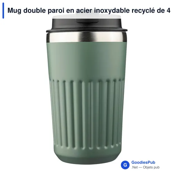 Mug double paroi en acier inoxydable recyclé de 400 ml Chiara - Image 34