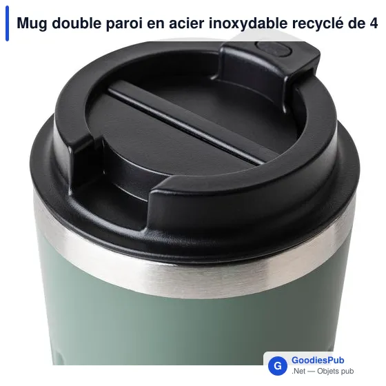 Mug double paroi en acier inoxydable recyclé de 400 ml Chiara - Image 43