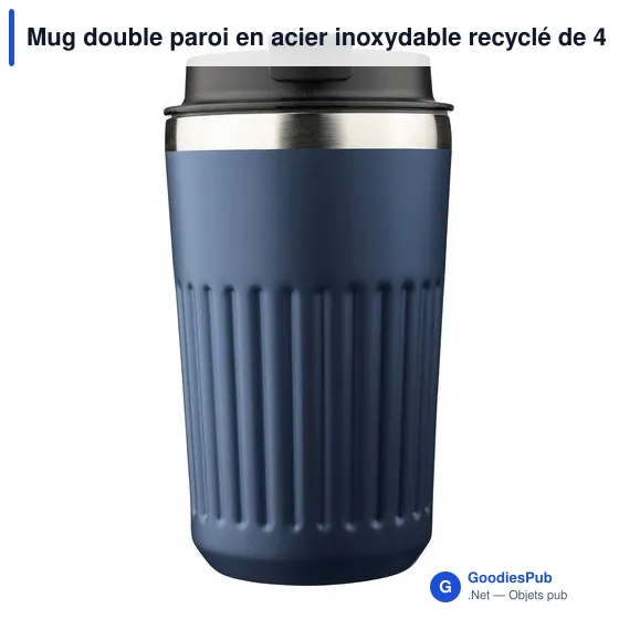 Mug double paroi en acier inoxydable recyclé de 400 ml Chiara - Image 45