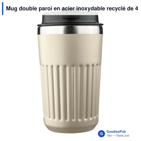 Mug double paroi en acier inoxydable recyclé de 400 ml Chiara - Image 67