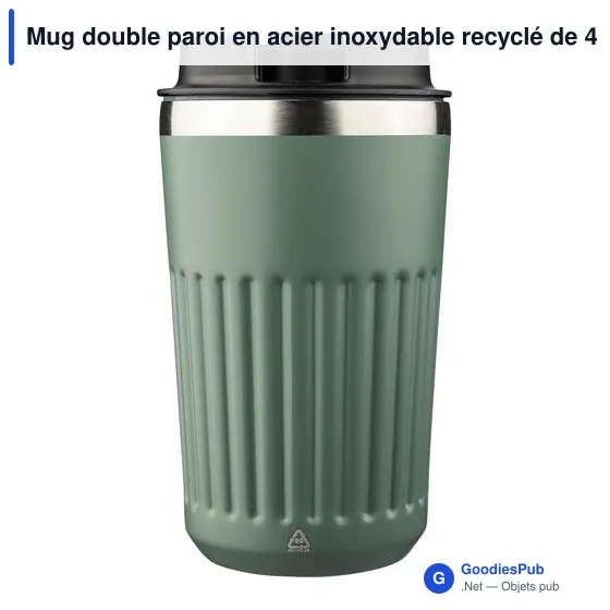Mug double paroi en acier inoxydable recyclé de 400 ml Chiara - Image 70