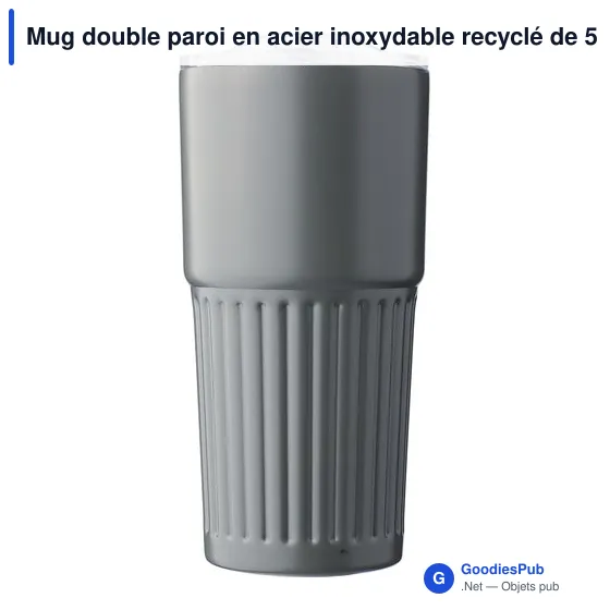 Mug double paroi en acier inoxydable recyclé de 500 ml Kael - Image 1