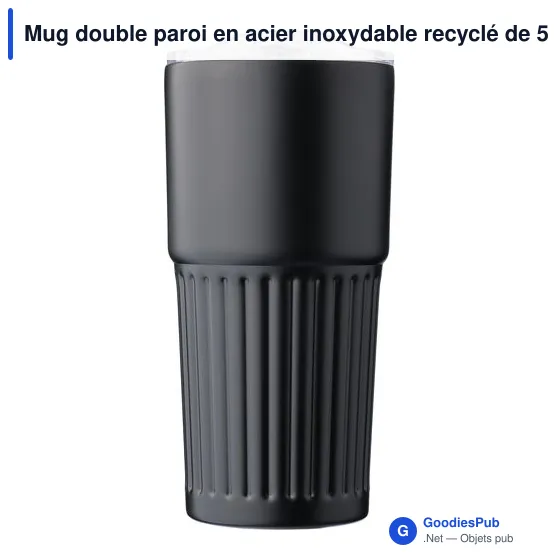 Mug double paroi en acier inoxydable recyclé de 500 ml Kael - Image 11