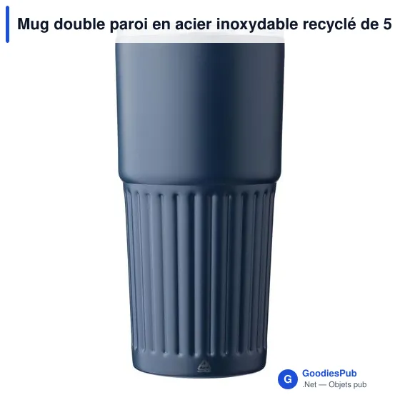 Mug double paroi en acier inoxydable recyclé de 500 ml Kael - Image 12