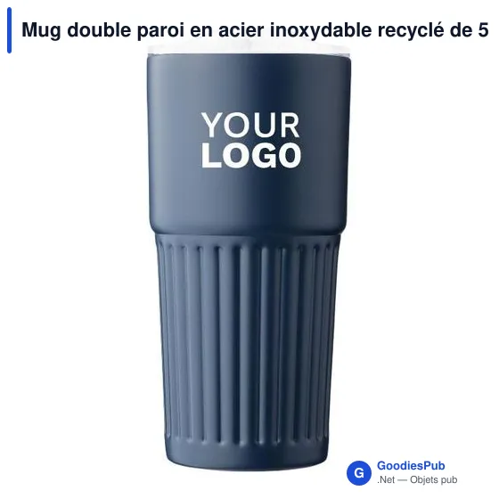 Mug double paroi en acier inoxydable recyclé de 500 ml Kael - Image 3