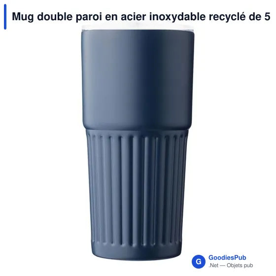 Mug double paroi en acier inoxydable recyclé de 500 ml Kael - Image 4