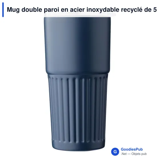Mug double paroi en acier inoxydable recyclé de 500 ml Kael - Image 6