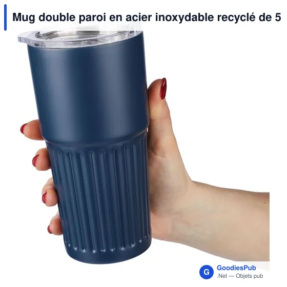 Mug double paroi en acier inoxydable recyclé de 500 ml Kael - Image 7