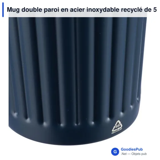 Mug double paroi en acier inoxydable recyclé de 500 ml Kael - Image 8