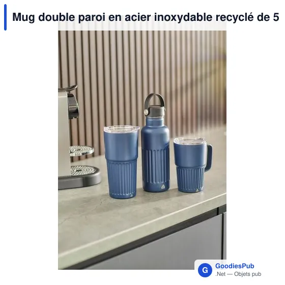 Mug double paroi en acier inoxydable recyclé de 500 ml Kael - Image 10