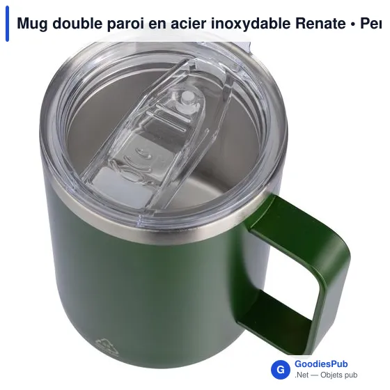 Mug double paroi personnalisable en acier inoxydable Renate avec logo - Image 3