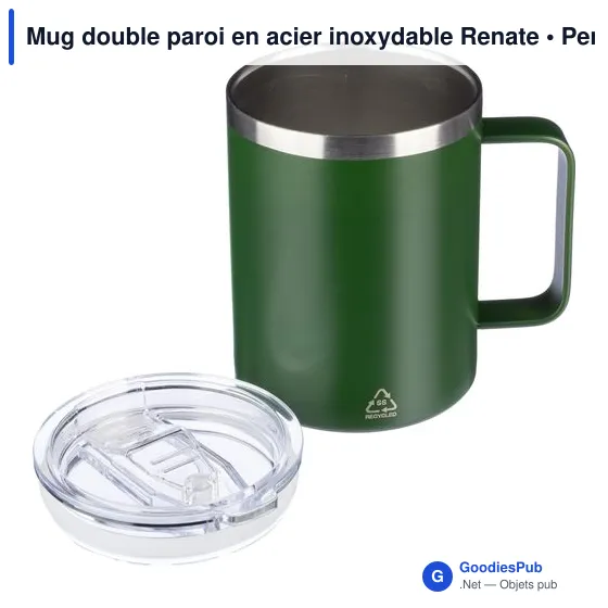 Mug double paroi personnalisable en acier inoxydable Renate avec logo - Image 4