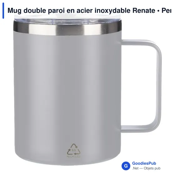 Mug double paroi personnalisable en acier inoxydable Renate avec logo - Image 8