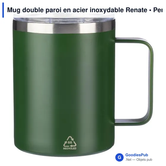 Mug double paroi personnalisable en acier inoxydable Renate avec logo - Image 9