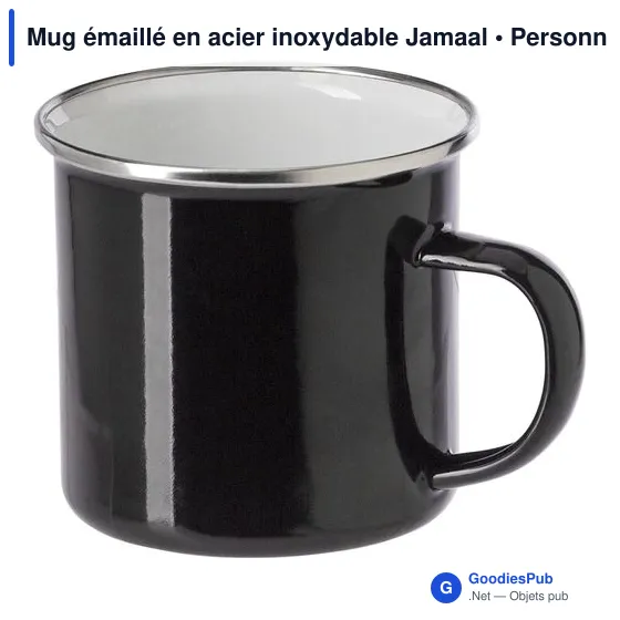 Mug émaillé en acier inoxydable personnalisable avec logo - Jamaal - Image 2