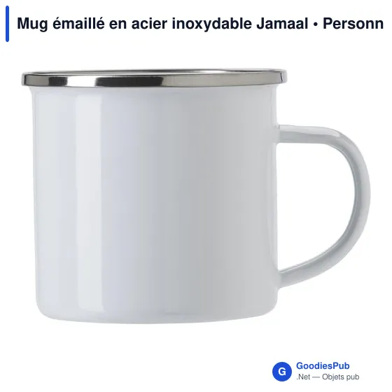 Mug émaillé en acier inoxydable personnalisable avec logo - Jamaal - Image 4