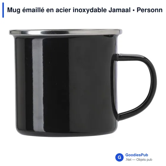 Mug émaillé en acier inoxydable personnalisable avec logo - Jamaal - Image 6