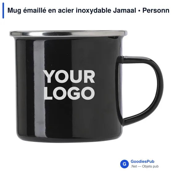 Mug émaillé en acier inoxydable personnalisable avec logo - Jamaal - Image 7