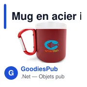 Mug en acier inoxydable personnalisable avec mousqueton - Pariavec logo - Miniature 1