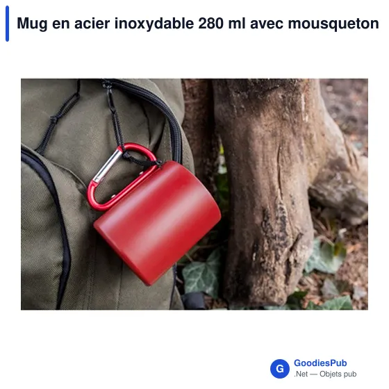 Mug en acier inoxydable personnalisable avec mousqueton - Pariavec logo - Image 11
