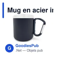 Mug en acier inoxydable personnalisable avec mousqueton - Pariavec logo - Miniature 12