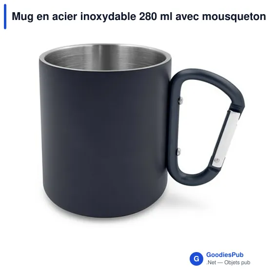 Mug en acier inoxydable personnalisable avec mousqueton - Pariavec logo - Image 12