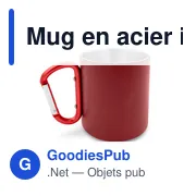 Mug en acier inoxydable personnalisable avec mousqueton - Pariavec logo - Miniature 3