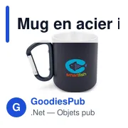 Mug en acier inoxydable personnalisable avec mousqueton - Pariavec logo - Miniature 7