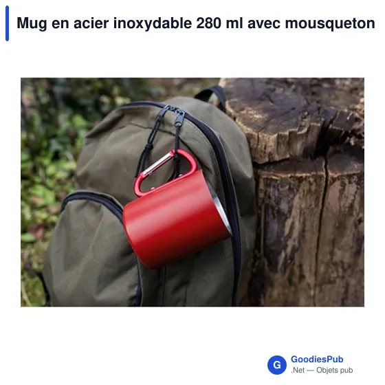 Mug en acier inoxydable personnalisable avec mousqueton - Pariavec logo - Image 8