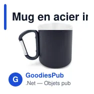 Mug en acier inoxydable personnalisable avec mousqueton - Pariavec logo - Miniature 9