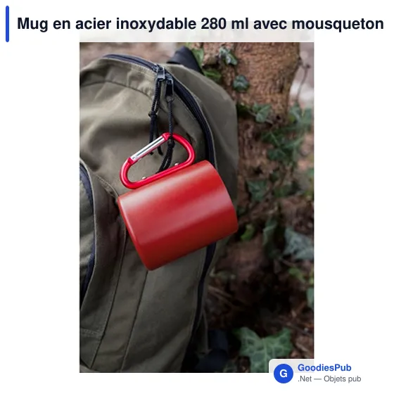 Mug en acier inoxydable personnalisable avec mousqueton - Pariavec logo - Image 10