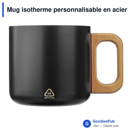 Mug isotherme personnalisable en acier inoxydable recyclé - Dwightavec logo