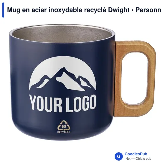 Mug isotherme personnalisable en acier inoxydable recyclé - Dwightavec logo - Image 2