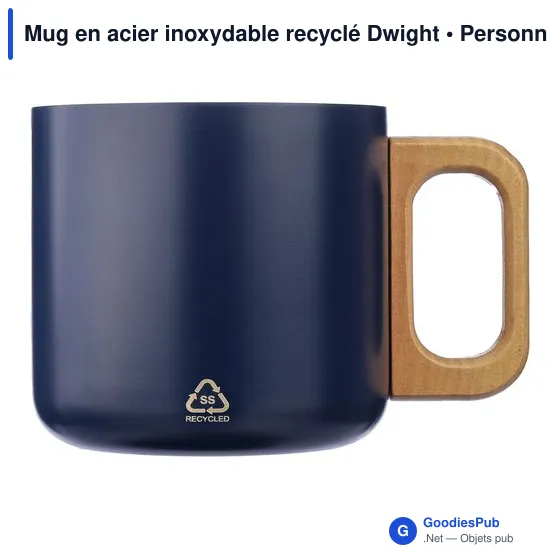 Mug isotherme personnalisable en acier inoxydable recyclé - Dwightavec logo - Image 11