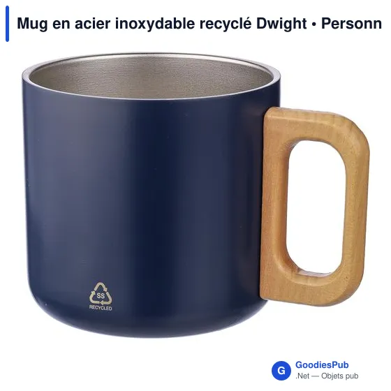 Mug isotherme personnalisable en acier inoxydable recyclé - Dwightavec logo - Image 4