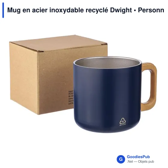 Mug isotherme personnalisable en acier inoxydable recyclé - Dwightavec logo - Image 5