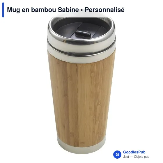Mug isotherme personnalisable en bambou avec logo - Sabine - Image 2