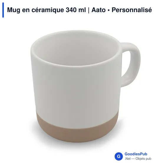 Mug en céramique personnalisable 340 ml avec logo | Aato - Image 1