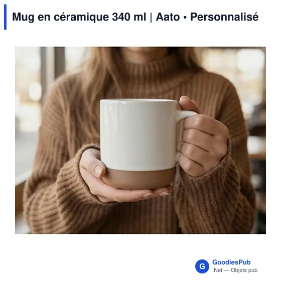 Mug en céramique personnalisable 340 ml avec logo | Aato - Image 3