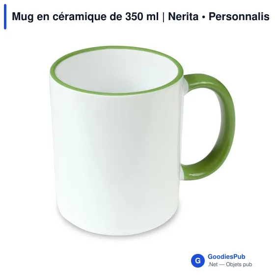 Mug en céramique personnalisable 350 ml avec logo | Nerita - Image 1