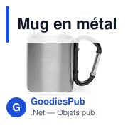 Mug isotherme personnalisable en métal 210 ml avec mousqueton - Eastonavec logo - Miniature 1