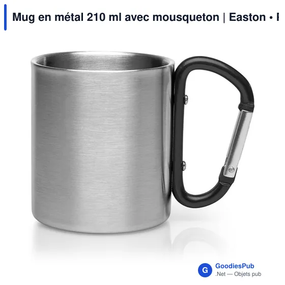 Mug isotherme personnalisable en métal 210 ml avec mousqueton - Eastonavec logo - Image 1