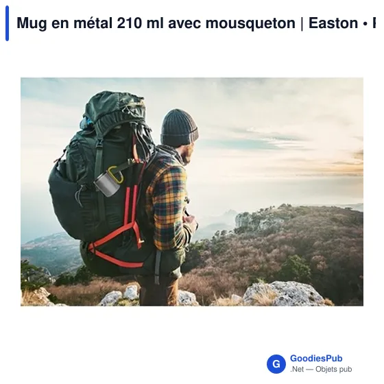 Mug isotherme personnalisable en métal 210 ml avec mousqueton - Eastonavec logo - Image 11