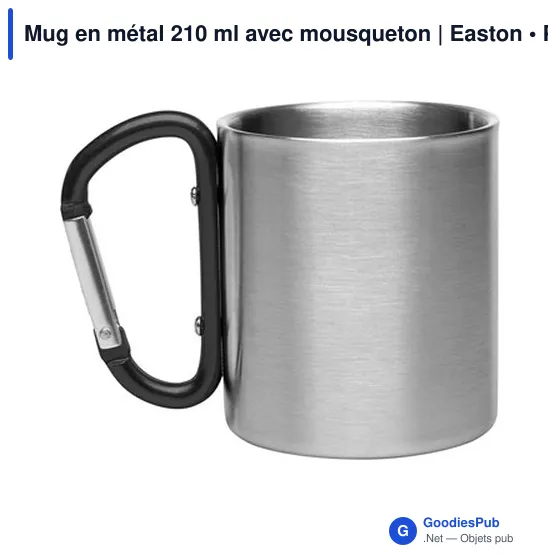 Mug isotherme personnalisable en métal 210 ml avec mousqueton - Eastonavec logo - Image 3