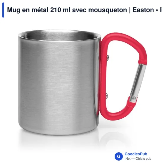 Mug isotherme personnalisable en métal 210 ml avec mousqueton - Eastonavec logo - Image 4