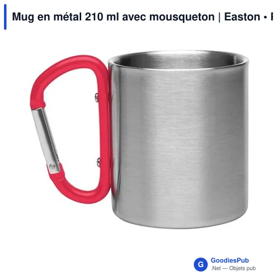 Mug isotherme personnalisable en métal 210 ml avec mousqueton - Eastonavec logo - Image 6