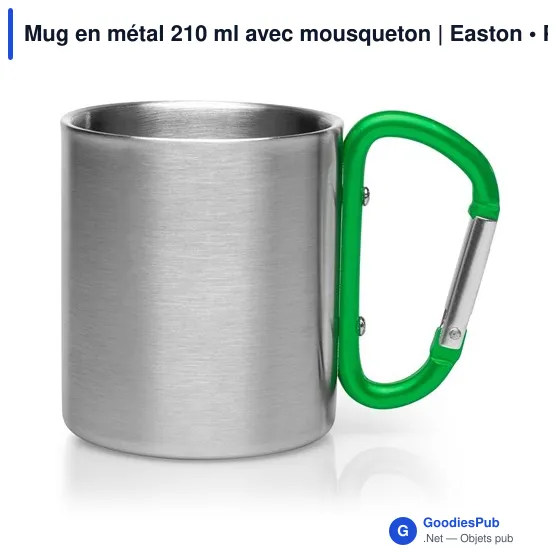 Mug isotherme personnalisable en métal 210 ml avec mousqueton - Eastonavec logo - Image 7