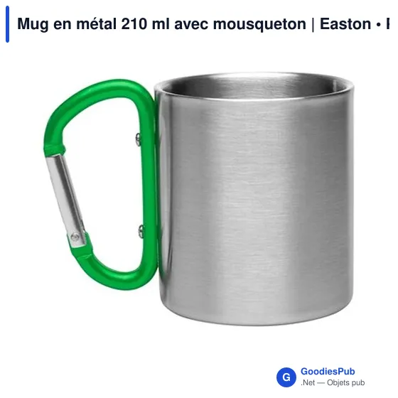 Mug isotherme personnalisable en métal 210 ml avec mousqueton - Eastonavec logo - Image 9